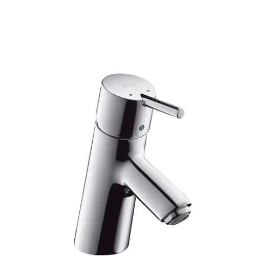Einhebel-Waschtischmischer aus Chrom von Hansgrohe, mit Zugstangen-Ablaufgarnitur und einem modernen, schlichten Design.